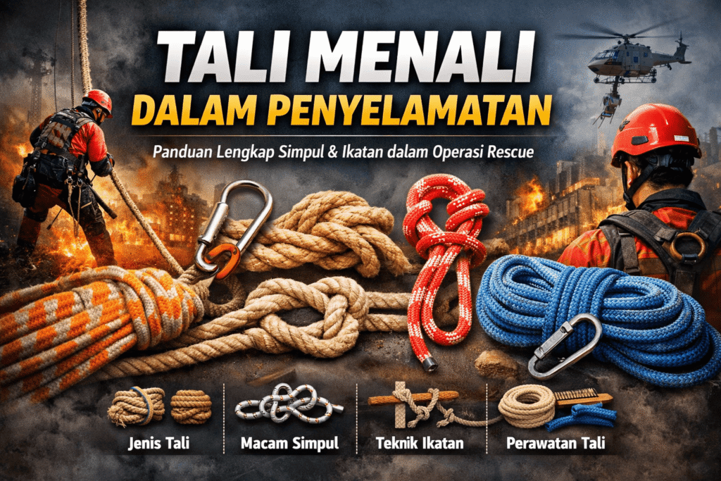 Tali menali dalam penyelamatan kebakaran menampilkan berbagai simpul dan tali rescue untuk operasi evakuasi korban