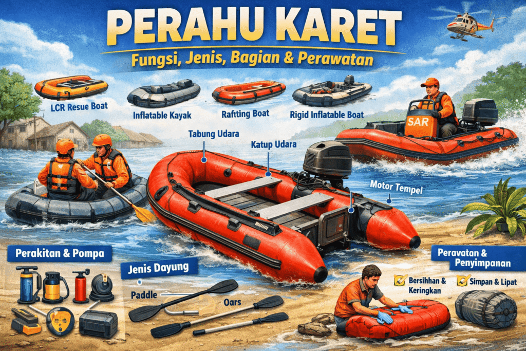 Gambaran bagian-bagian perahu karet